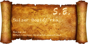 Sulzer Boglárka névjegykártya